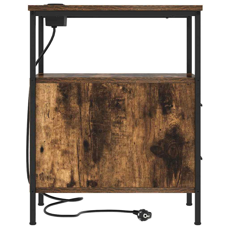 vidaXL Éjjeli asztal fiókkal Füstölt tölgy 30 x 48 x 61 cm Faanyag