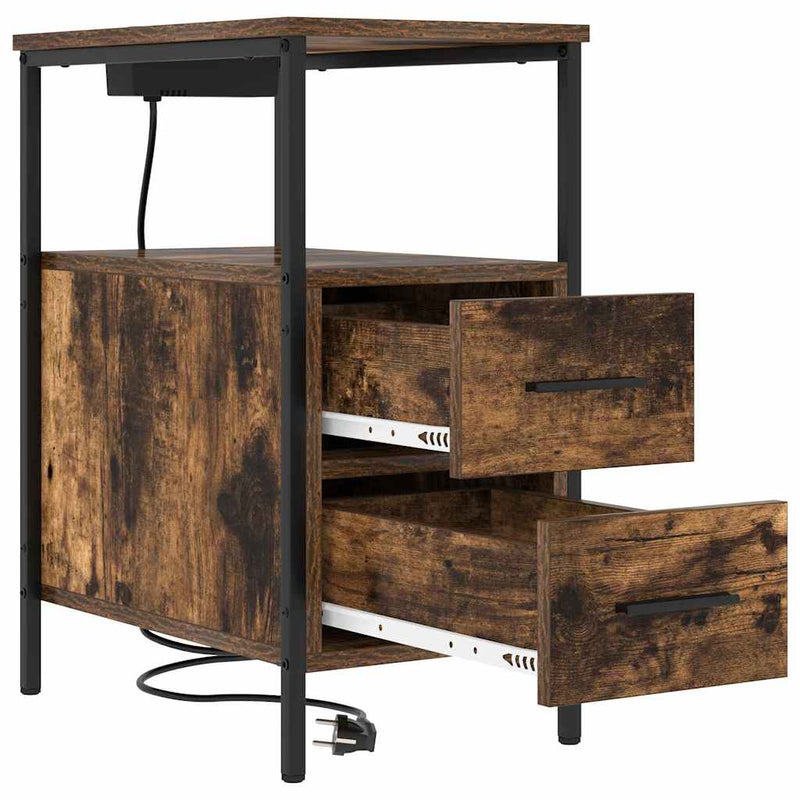 vidaXL Éjjeli asztal 2 pcs Füstölt tölgy 30 x 48 x 61 cm Faanyag