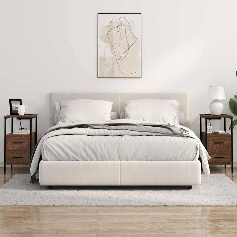 vidaXL Éjjeli asztal fiókkal barna tölgy 30 x 48 x 61 cm Faanyag