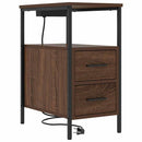 vidaXL Éjjeli asztal fiókkal 2 pcs barna tölgy 30 x 48 x 61 cm Faanyag