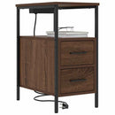 vidaXL Éjjeli asztal fiókkal 2 pcs barna tölgy 30 x 48 x 61 cm Faanyag