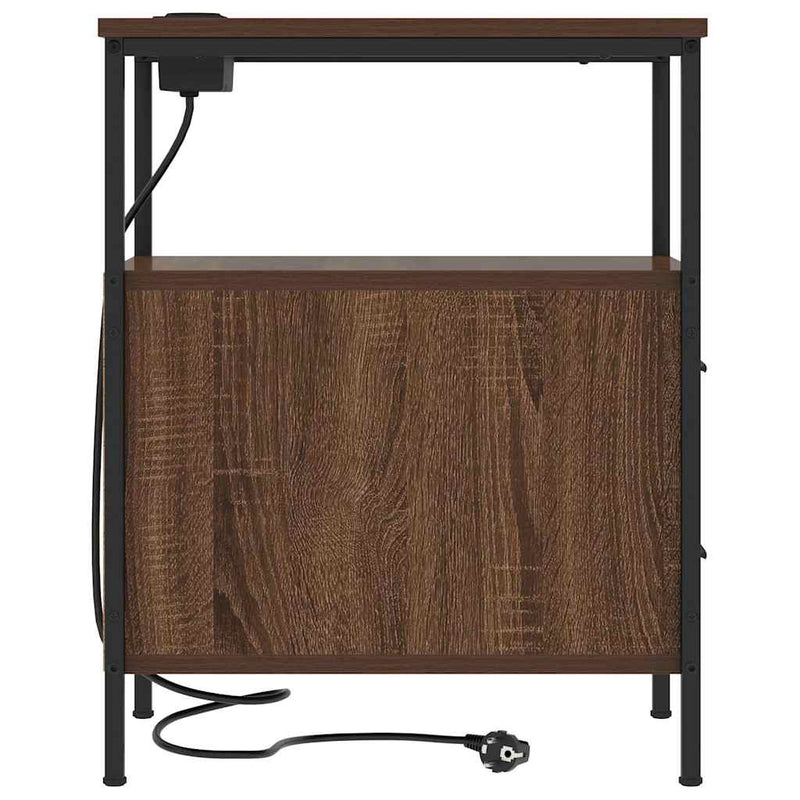 vidaXL Éjjeli asztal fiókkal 2 pcs barna tölgy 30 x 48 x 61 cm Faanyag