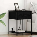 vidaXL Éjjeliszekrény fiókkal Musta tammi 42 x 41 x 56 cm Faanyag