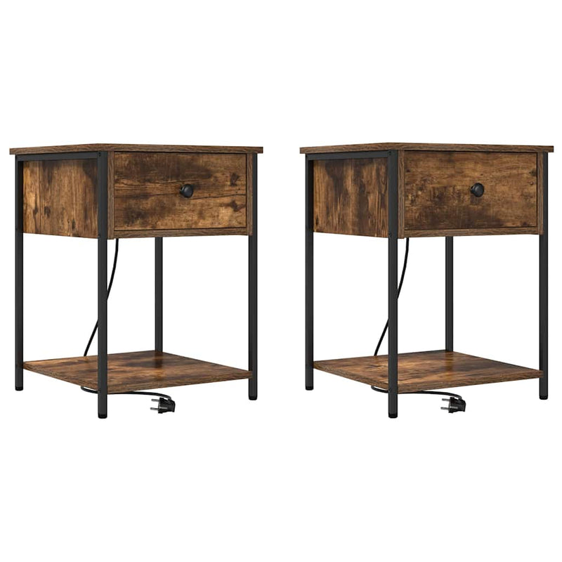 vidaXL Éjjeliszekrény 2 pcs Füstölt tölgy 42 x 41 x 56 cm Faanyag