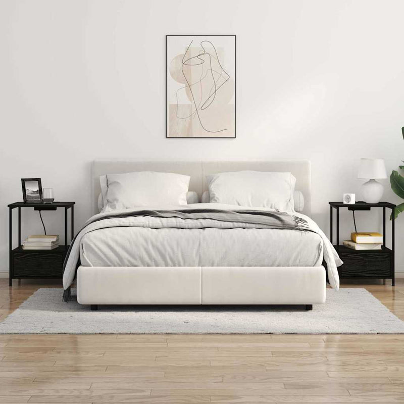 vidaXL Éjjeliszekrény Töltőállomással fiókkal Musta tammi Faanyag