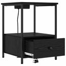 vidaXL Éjjeliszekrény Töltőállomással fiókkal Musta tammi Faanyag