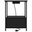 vidaXL Éjjeliszekrény Töltőállomással fiókkal Musta tammi Faanyag