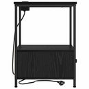 vidaXL Éjjeliszekrény Töltőállomással fiókkal Musta tammi Faanyag