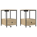 vidaXL Éjjeliszekrény Töltőállomással fiókkal sonoma tölgy Faanyag