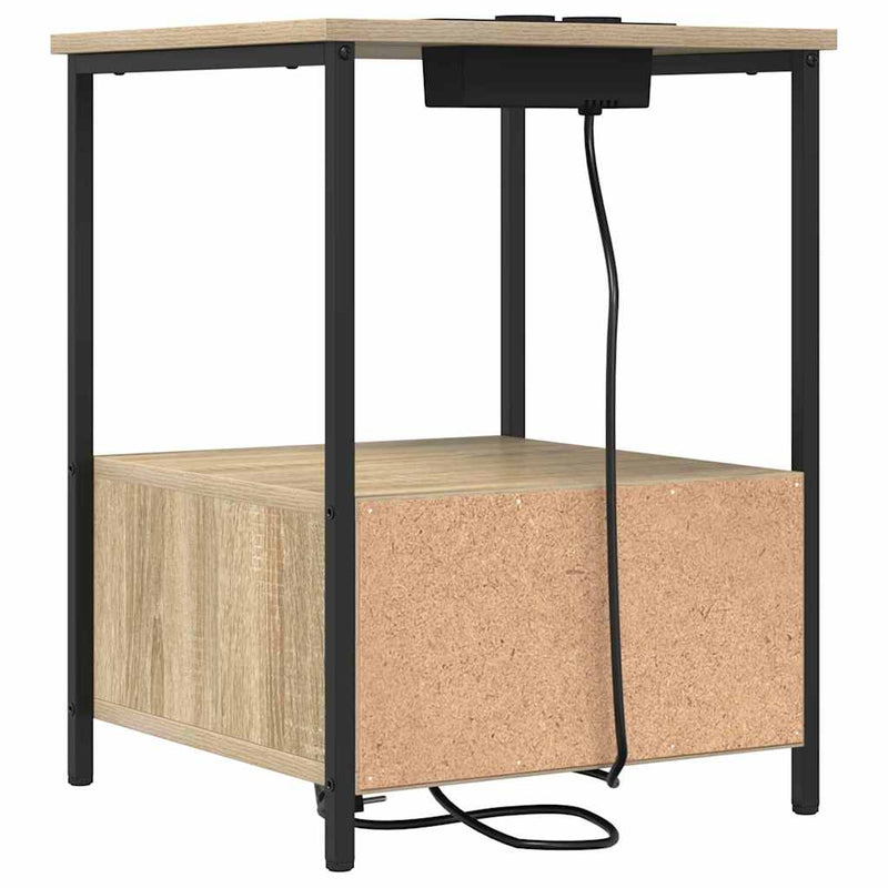 vidaXL Éjjeliszekrény Töltőállomással fiókkal sonoma tölgy Faanyag