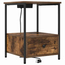 vidaXL Éjjeliszekrény Töltőállomással fiókkal Füstölt tölgy Faanyag