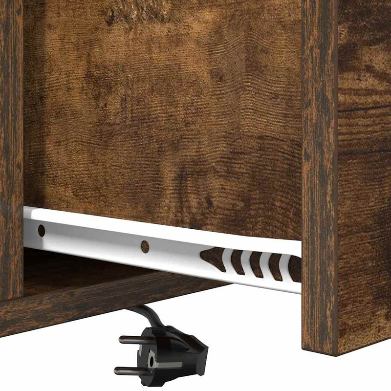 vidaXL Éjjeliszekrény Töltőállomással fiókkal Füstölt tölgy Faanyag