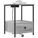 vidaXL Éjjeliszekrény Töltőállomással fiókkal Szürke sonoma Faanyag