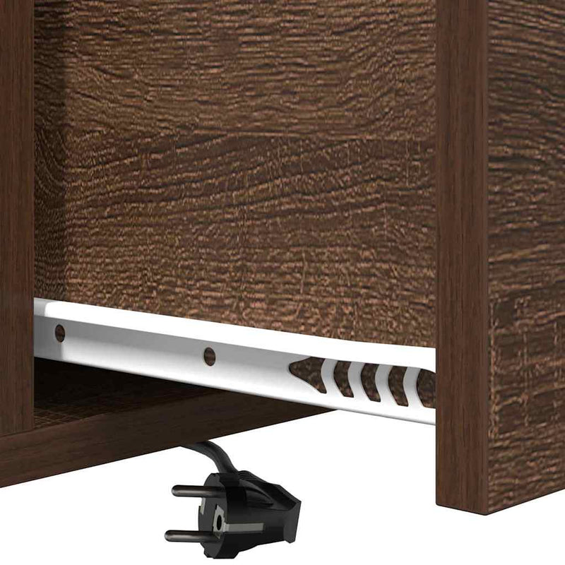 vidaXL Éjjeliszekrény Töltőállomással fiókkal barna tölgy Faanyag