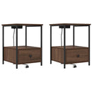 vidaXL Éjjeliszekrény Töltőállomással fiókkal barna tölgy Faanyag