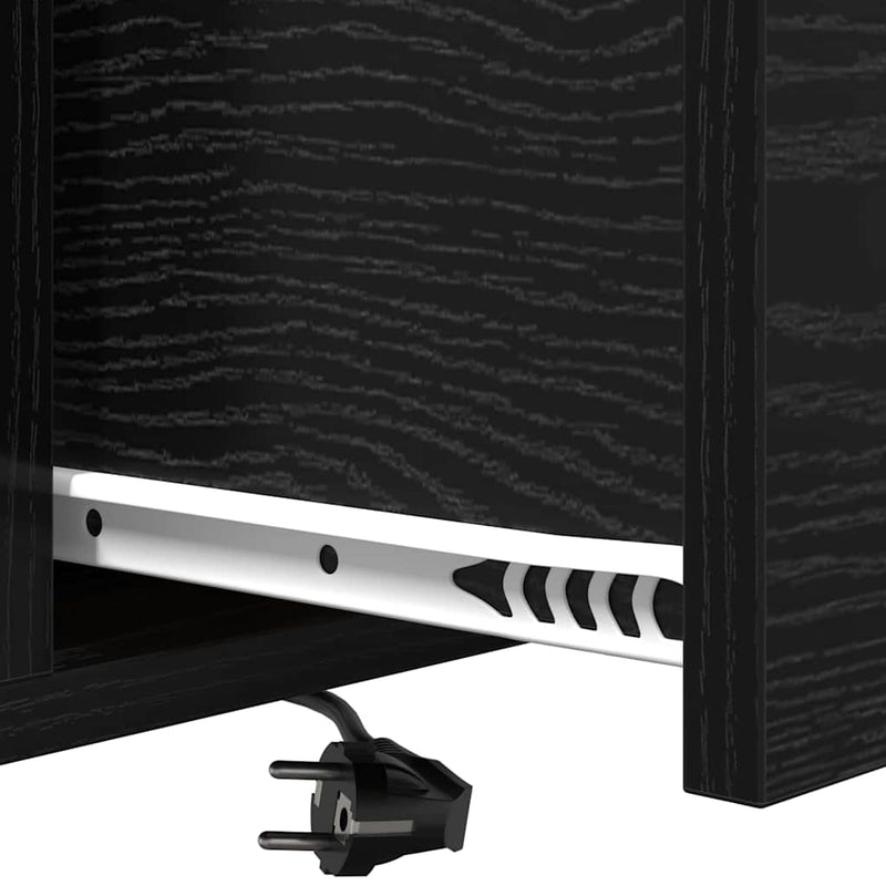 vidaXL Éjjeliszekrény Töltőállomással fiókkal Musta tammi Faanyag