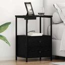 vidaXL Éjjeliszekrény Töltőállomással fiókkal Musta tammi Faanyag