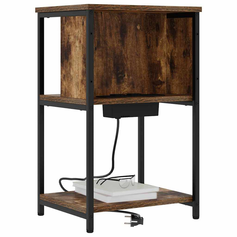 vidaXL Éjjeliszekrény Füstölt tölgy 38 x 31 x 61 cm Faanyag