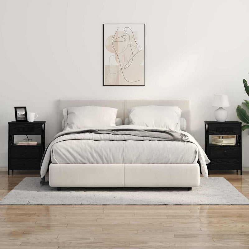 vidaXL Éjjeliszekrény 2 pcs Musta tammi 40 x 31 x 60 cm Faanyag