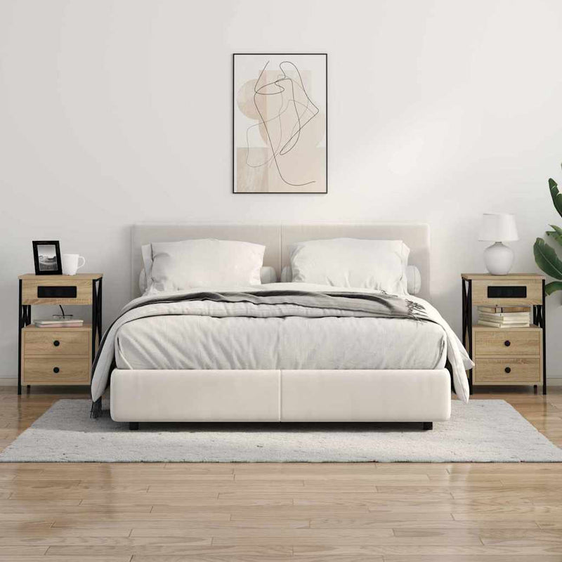 vidaXL Éjjeliszekrény Töltőállomással Sonoma tölgy 40 x 31 x 60 cm