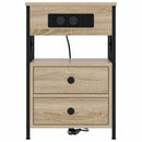 vidaXL Éjjeliszekrény Töltőállomással fiókkal 2 pcs Sonoma tölgy