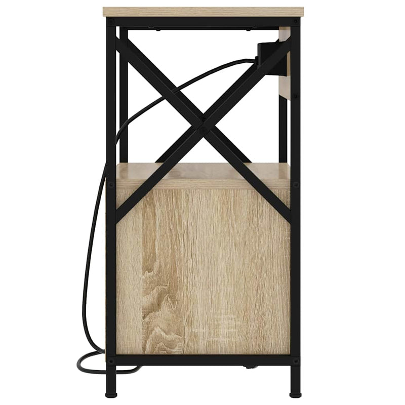 vidaXL Éjjeliszekrény Töltőállomással fiókkal 2 pcs Sonoma tölgy