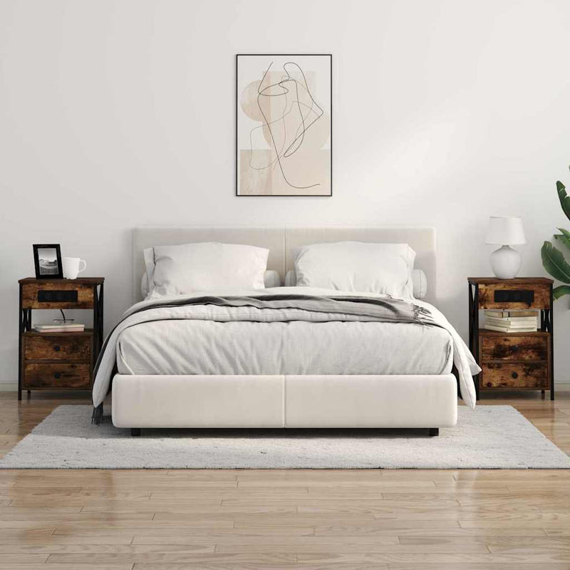 vidaXL Éjjeliszekrény Töltőállomással Füstölt tölgy 40 x 31 x 60 cm