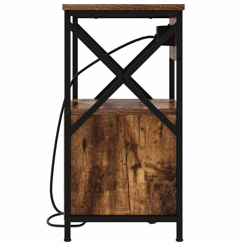 vidaXL Éjjeliszekrény Töltőállomással fiókkal 2 pcs Füstölt tölgy