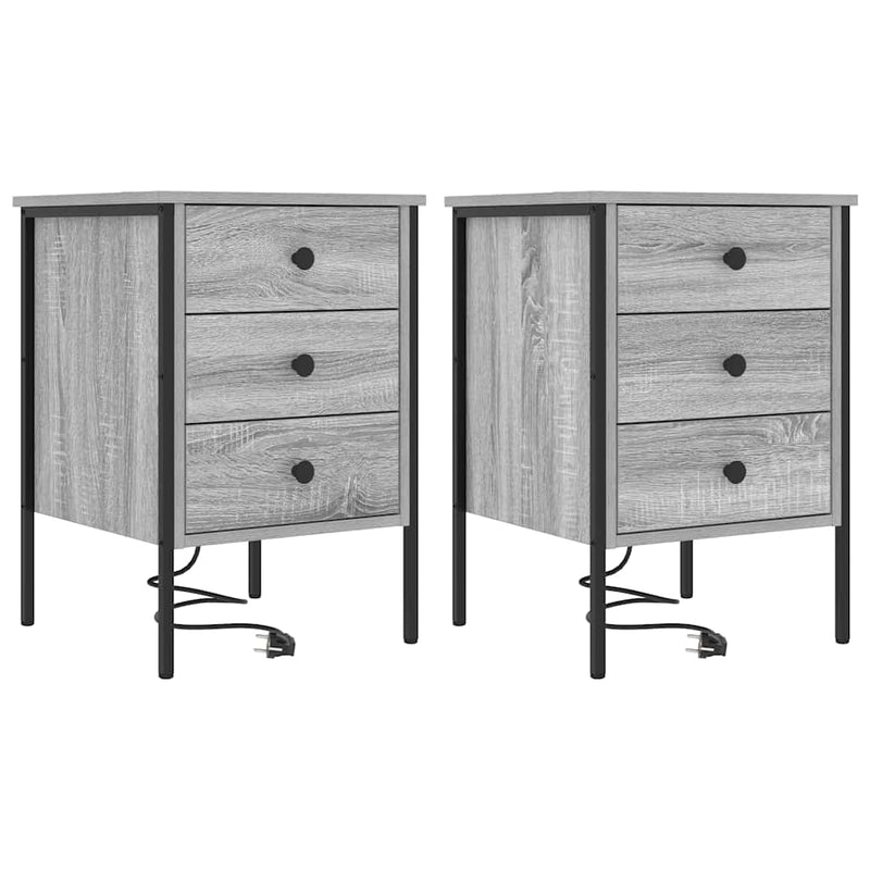 vidaXL Éjjeliszekrény 2 pcs Szürke sonoma 42 x 41 x 61 cm Faanyag