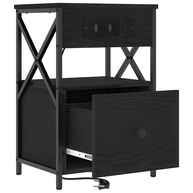 vidaXL Éjjeliszekrény 2 pcs Musta tammi 40 x 31 x 60 cm Faanyag