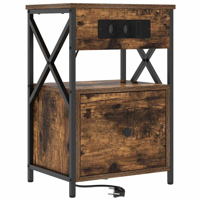 vidaXL Éjjeliszekrény fiókkal Füstölt tölgy 40 x 31 x 60 cm Faanyag