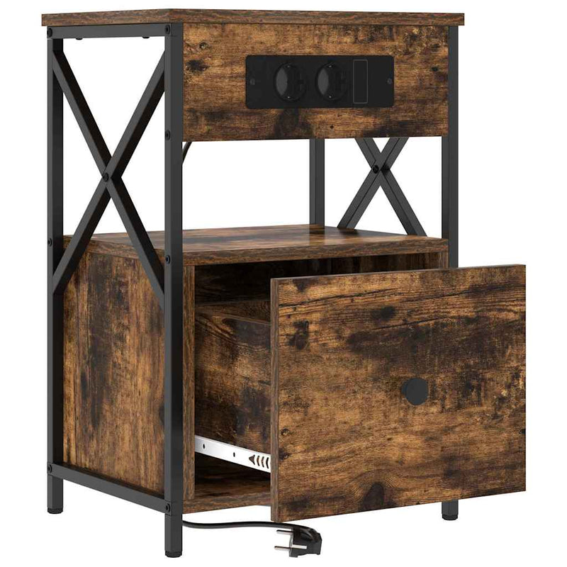 vidaXL Éjjeliszekrény fiókkal Füstölt tölgy 40 x 31 x 60 cm Faanyag