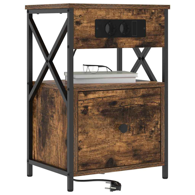 vidaXL Éjjeliszekrény 2 pcs Füstölt tölgy 40 x 31 x 60 cm Faanyag