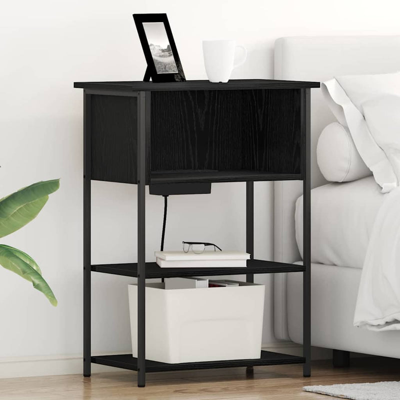 vidaXL Éjjeliszekrény Musta tammi 55 x 31 x 76 cm Faanyag