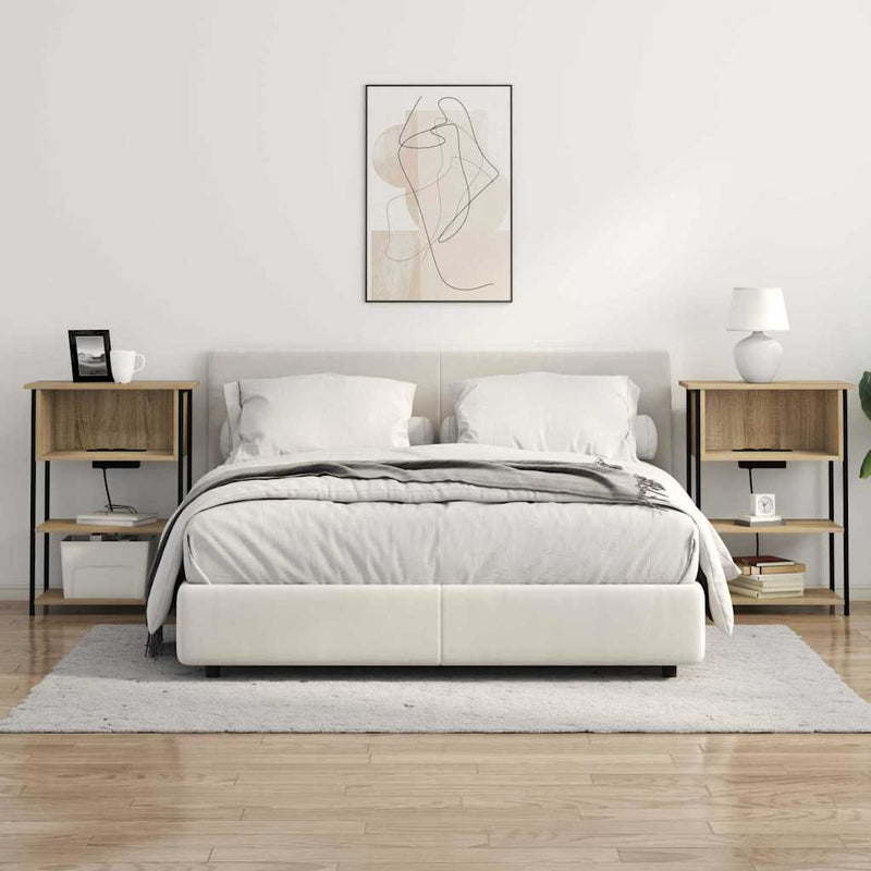 vidaXL Éjjeliszekrény sonoma tölgy 55 x 31 x 76 cm Faanyag