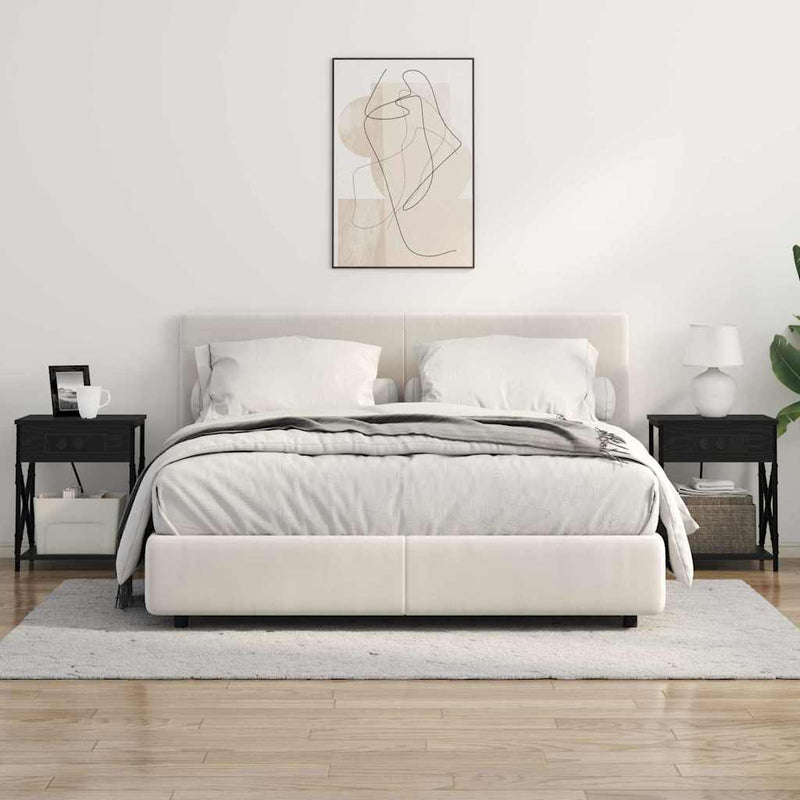 vidaXL Éjjeliszekrény Töltőállomással Musta tammi 41 x 31 x 51 cm