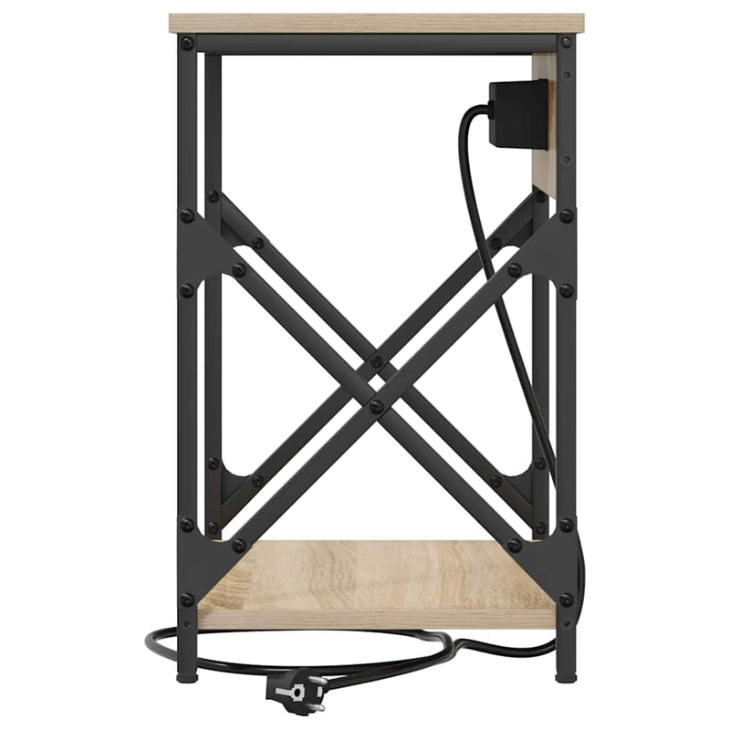 vidaXL Éjjeliszekrény Töltőállomással sonoma tölgy 41 x 31 x 51 cm