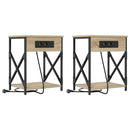 vidaXL Éjjeliszekrény Töltőállomással 2 pcs sonoma tölgy