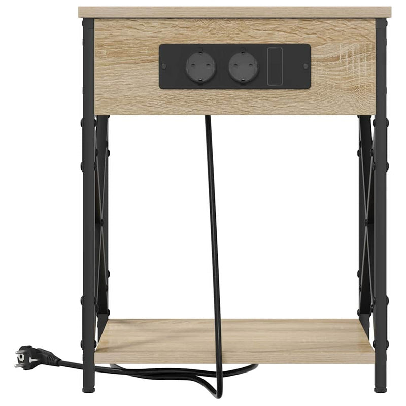 vidaXL Éjjeliszekrény Töltőállomással 2 pcs sonoma tölgy