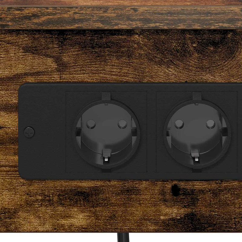 vidaXL Éjjeliszekrény Töltőállomással 2 pcs Füstölt tölgy