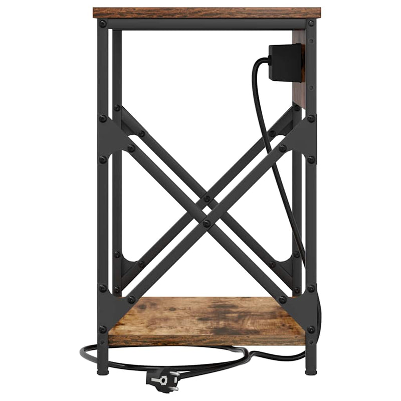 vidaXL Éjjeliszekrény Töltőállomással 2 pcs Füstölt tölgy