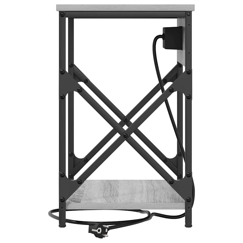 vidaXL Éjjeliszekrény Töltőállomással Szürke sonoma 41 x 31 x 51 cm