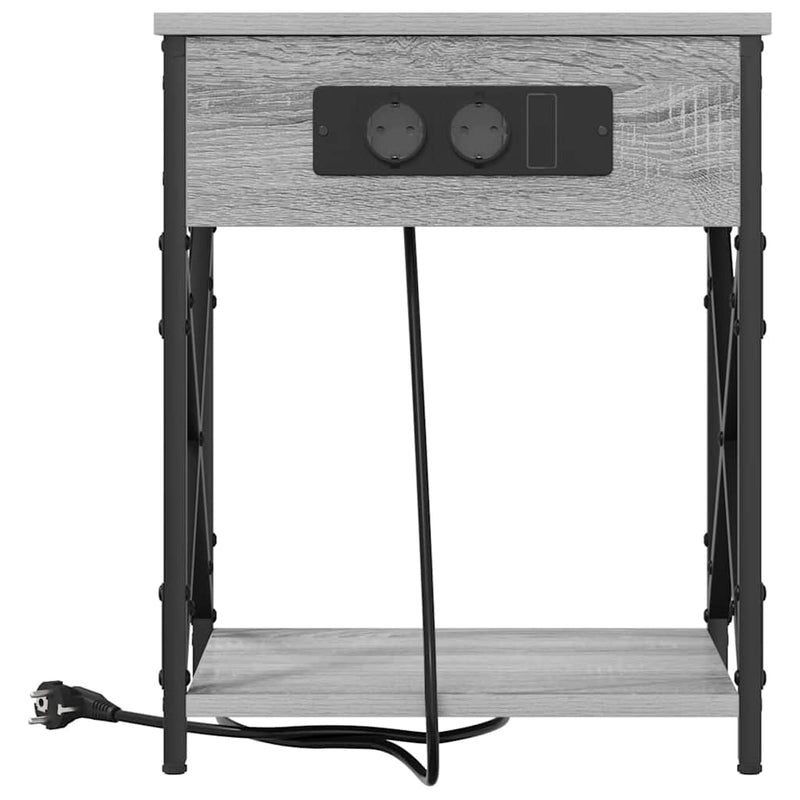 vidaXL Éjjeliszekrény Töltőállomással 2 pcs Szürke sonoma