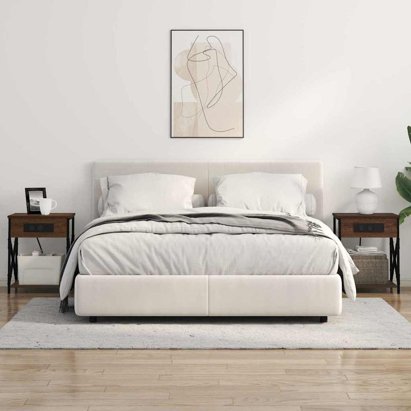 vidaXL Éjjeliszekrény Töltőállomással barna tölgy 41 x 31 x 51 cm