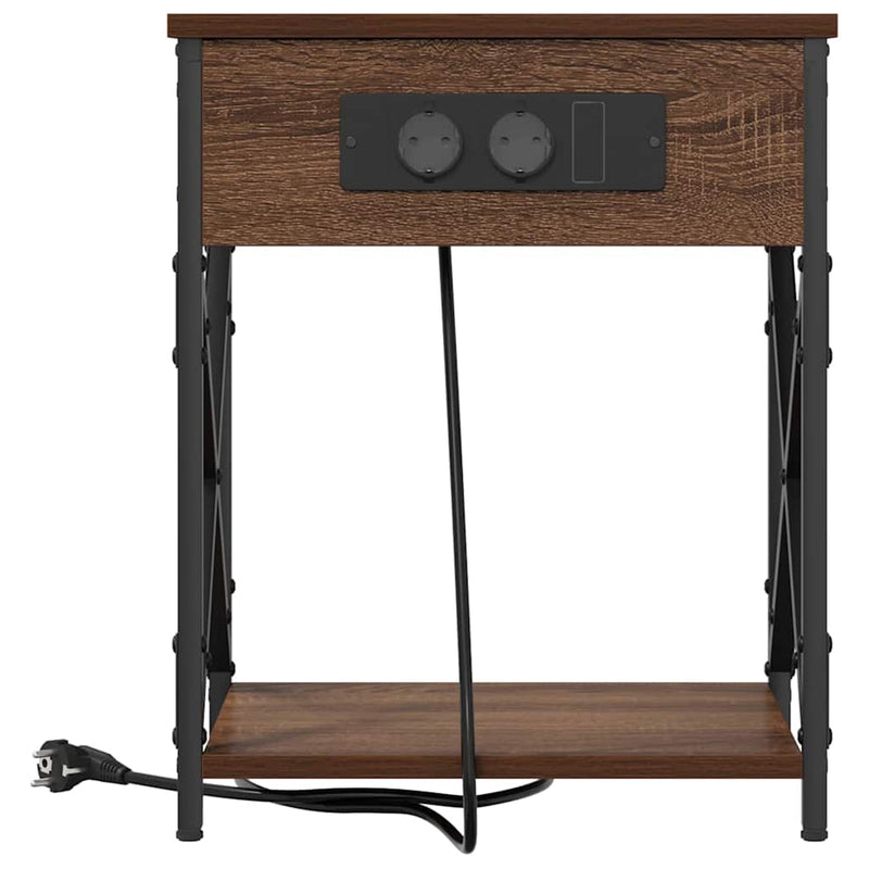 vidaXL Éjjeliszekrény Töltőállomással barna tölgy 41 x 31 x 51 cm