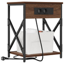 vidaXL Éjjeliszekrény Töltőállomással barna tölgy 41 x 31 x 51 cm