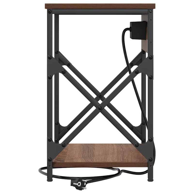 vidaXL Éjjeliszekrény Töltőállomással 2 pcs barna tölgy