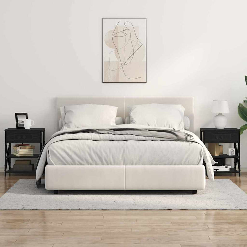 vidaXL Éjjeliszekrény Töltőállomással polcokkal Musta tammi Faanyag