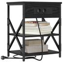 vidaXL Éjjeliszekrény Töltőállomással polcokkal Musta tammi Faanyag