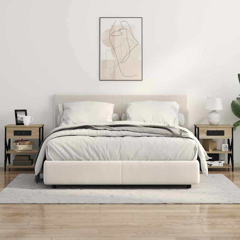 vidaXL Éjjeliszekrény Töltőállomással polcokkal sonoma tölgy Faanyag